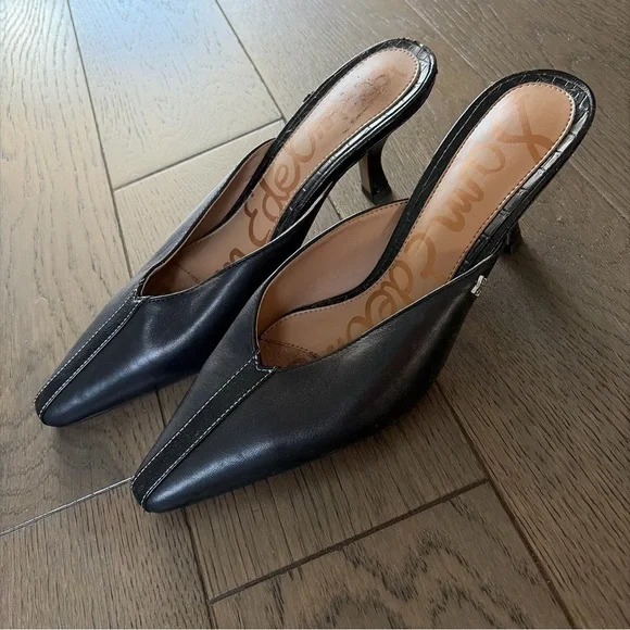 Sam Edelman Black Tev Kitten-Heel Mules Size 7.5 - Picture 6 of 10
